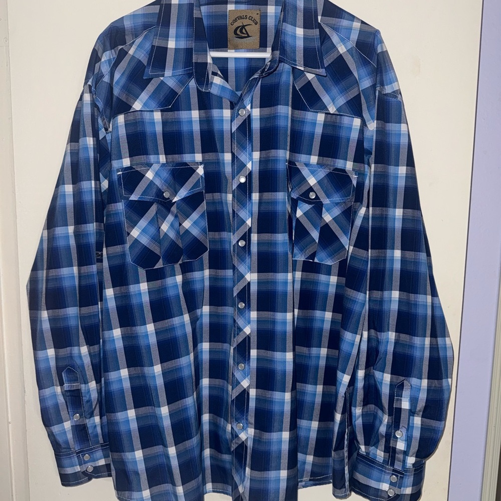 Blue Plaid Men's long sleeve (COEVALS CLUB)
